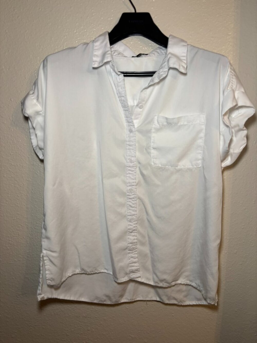 Velvet Heart Los Angeles White Button Front Short Sleeve Shirt Blouse XL Women’s